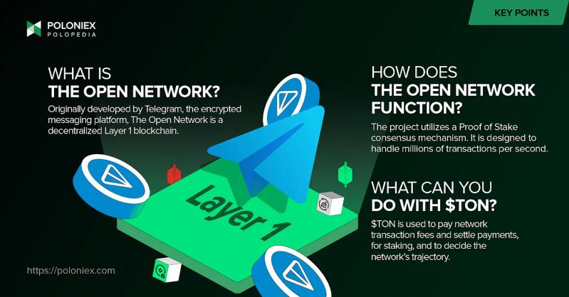 Infographic explaining what is The Open Network, how it functions, and what can you do with it.